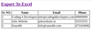 export to excel from mysql in php